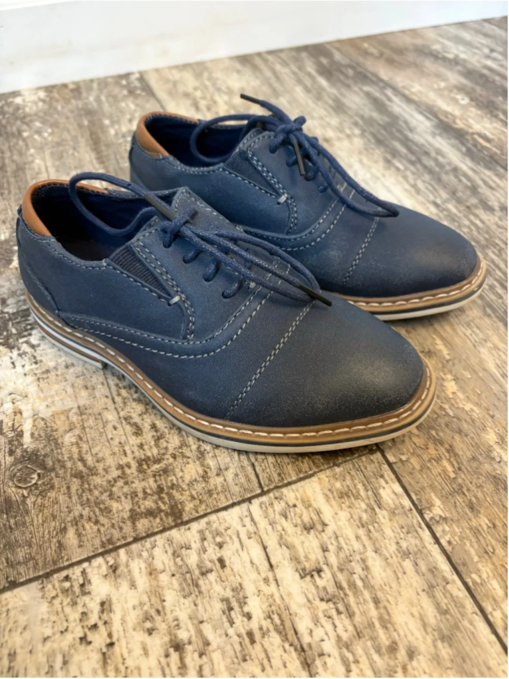 Xray Footwear Boys Navy Lace-Up Oxford Dress Shoes Size 12